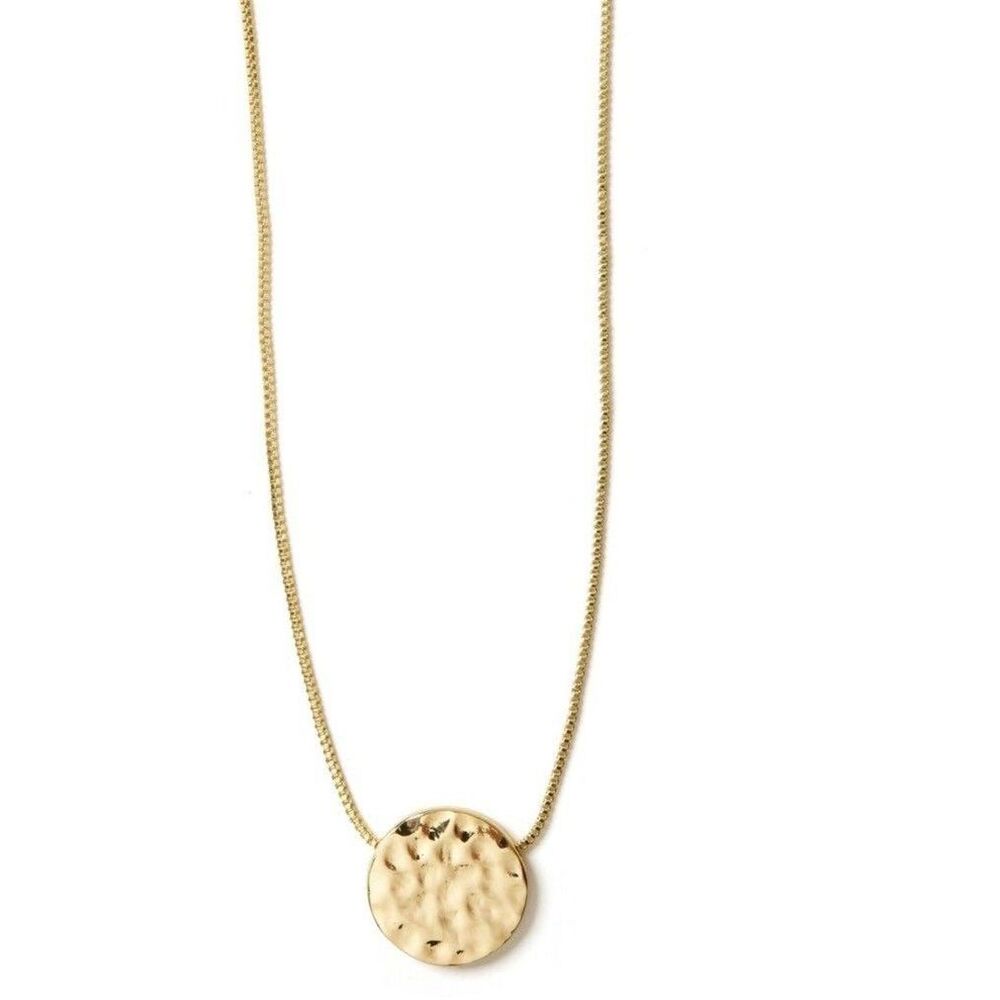 Banana Republic Women's GOLD  Shiny Hammered Pendant Short Necklace NWT 45